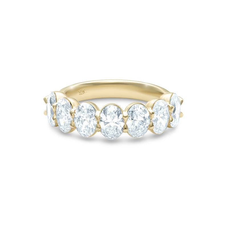 Olivia Seven Stone Anniversary Band in 18k yellow gold with seven oval cut diamonds totaling 1.4ct G VS1, a classic and elegant stone anniversary band.