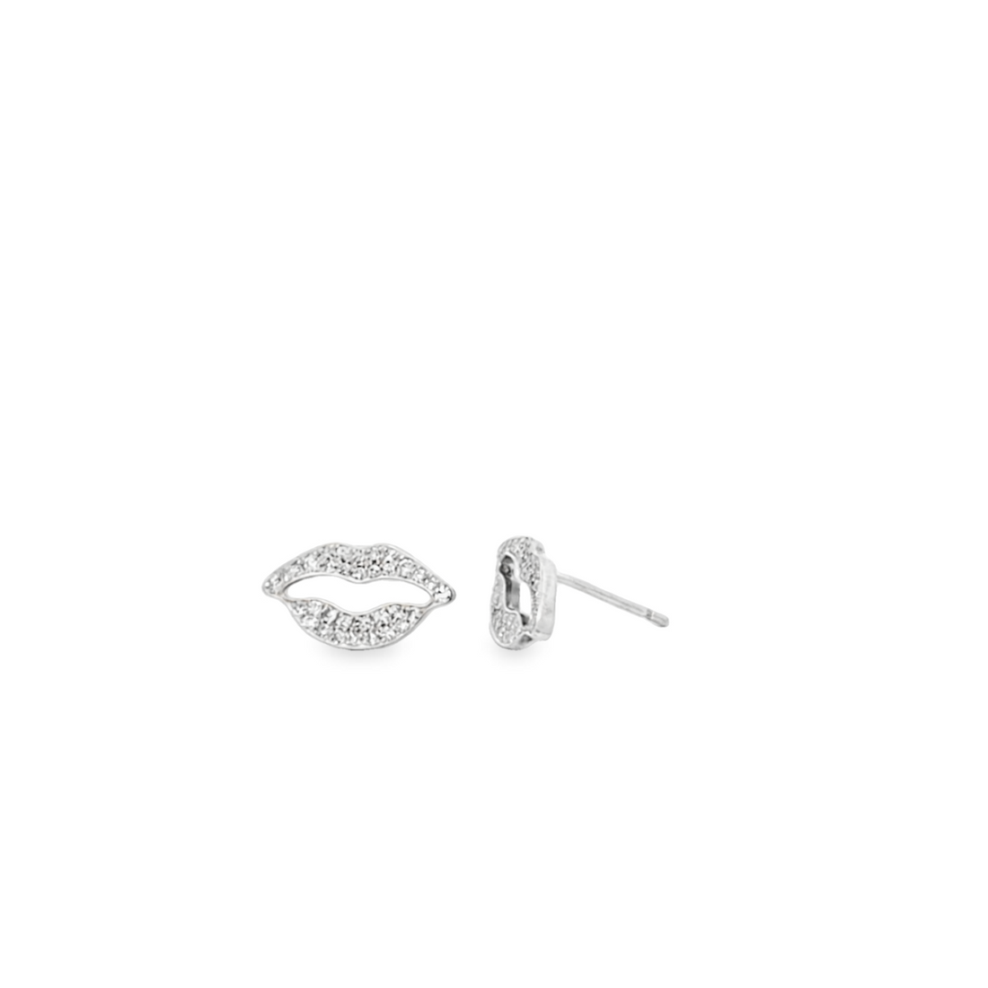 Silver Kiss Earrings studded with 0.35 carat VS1 diamonds in lip shape for a romantic statement accessory