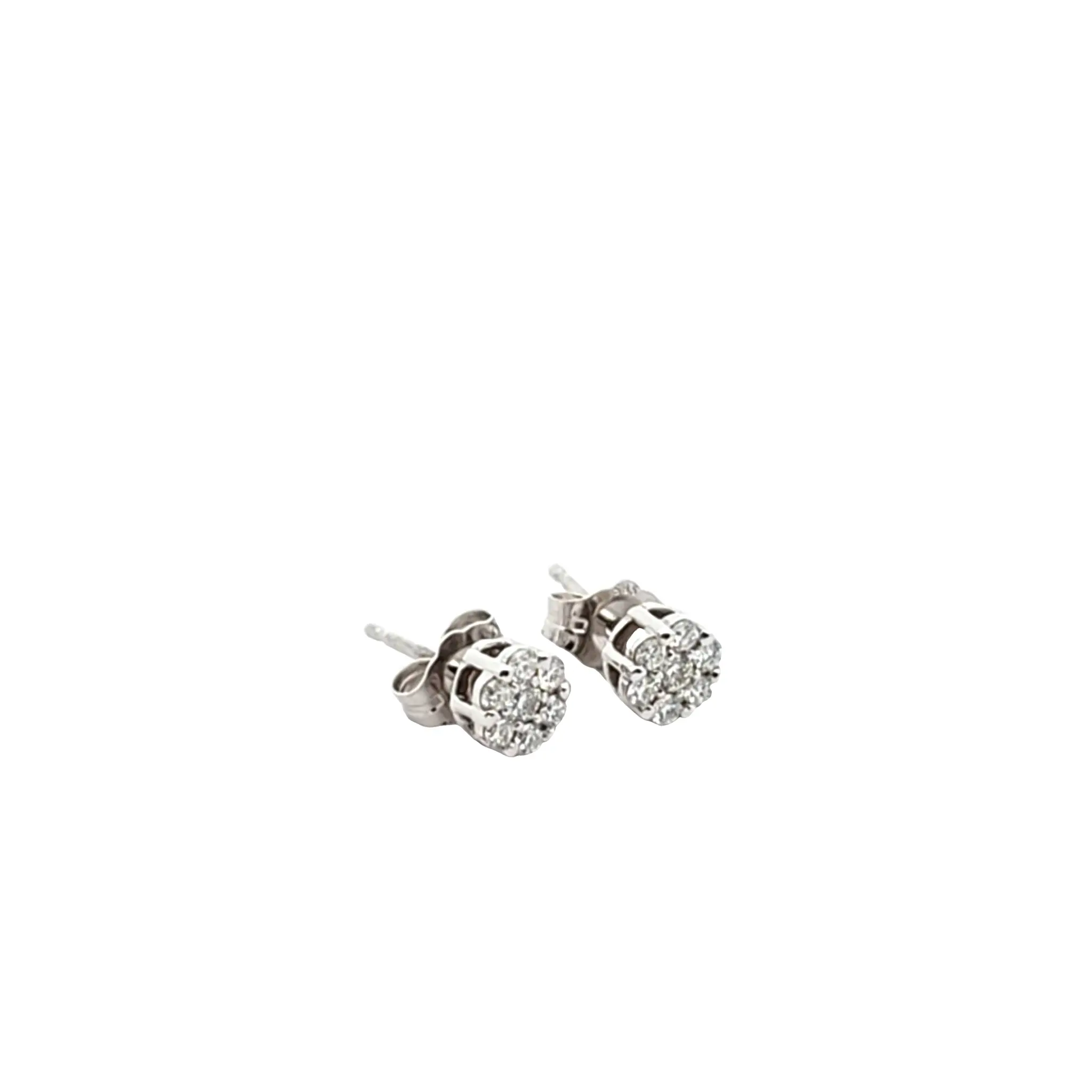 18k white gold diamond cluster earrings with FG VS1 natural diamonds sparkling elegantly