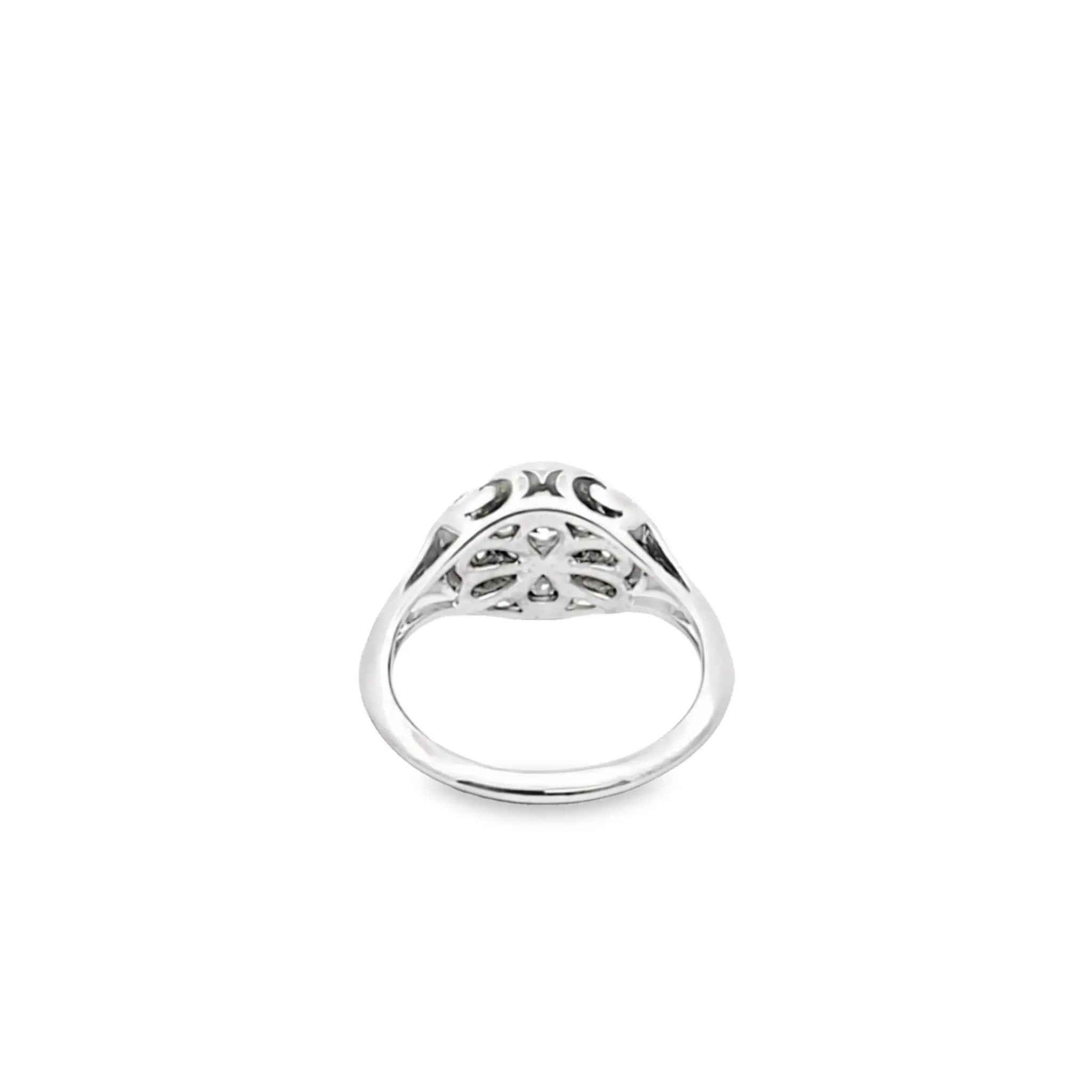Gatsby Art Deco Ring in 18K white gold with diamonds and emeralds, vintage geometric design