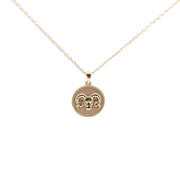 18K gold Zodiac Mini Medallion necklace with Aries sign and rope border on an 18-inch cable chain