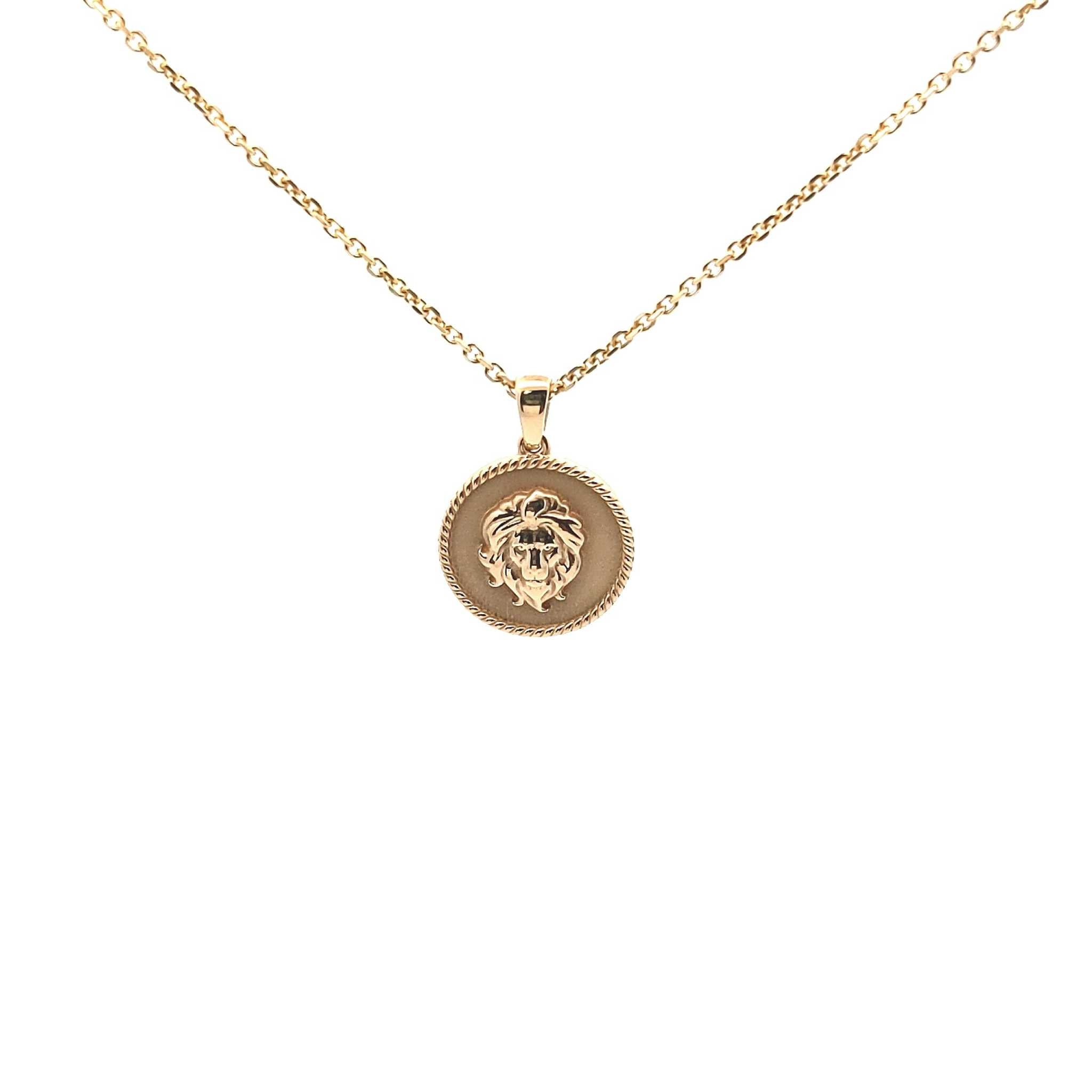 18K gold Zodiac Charm necklace with polished rope border and zodiac symbol pendant