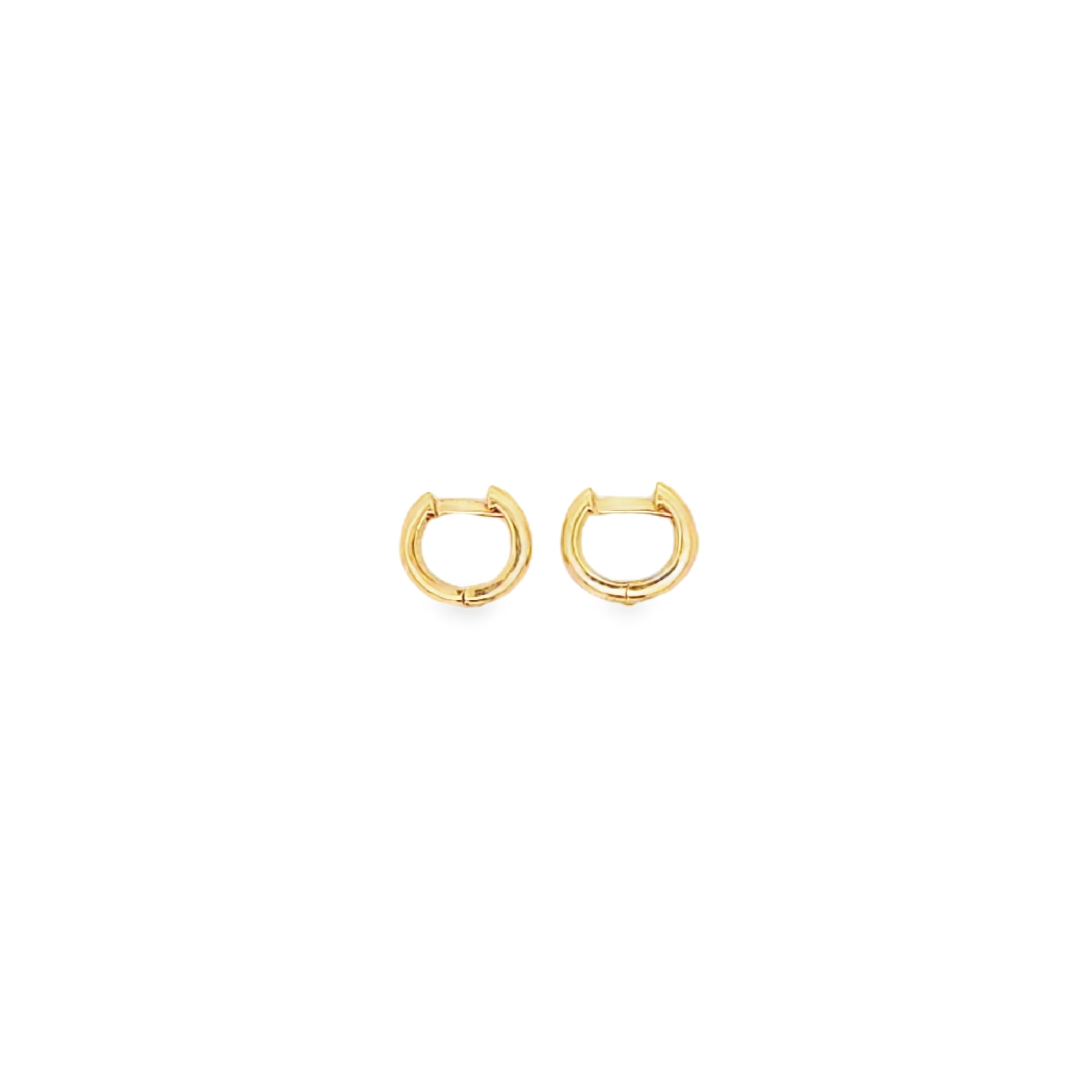 Pair of 18K yellow gold mini hoops earrings with a sleek, lightweight design for everyday elegance