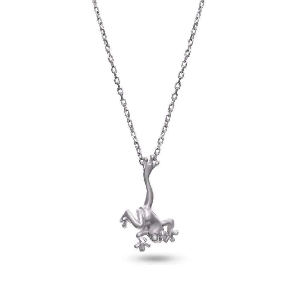 18K gold Leaping Frog Necklace symbolizing wealth, wisdom, and good luck on a 16-inch gold chain