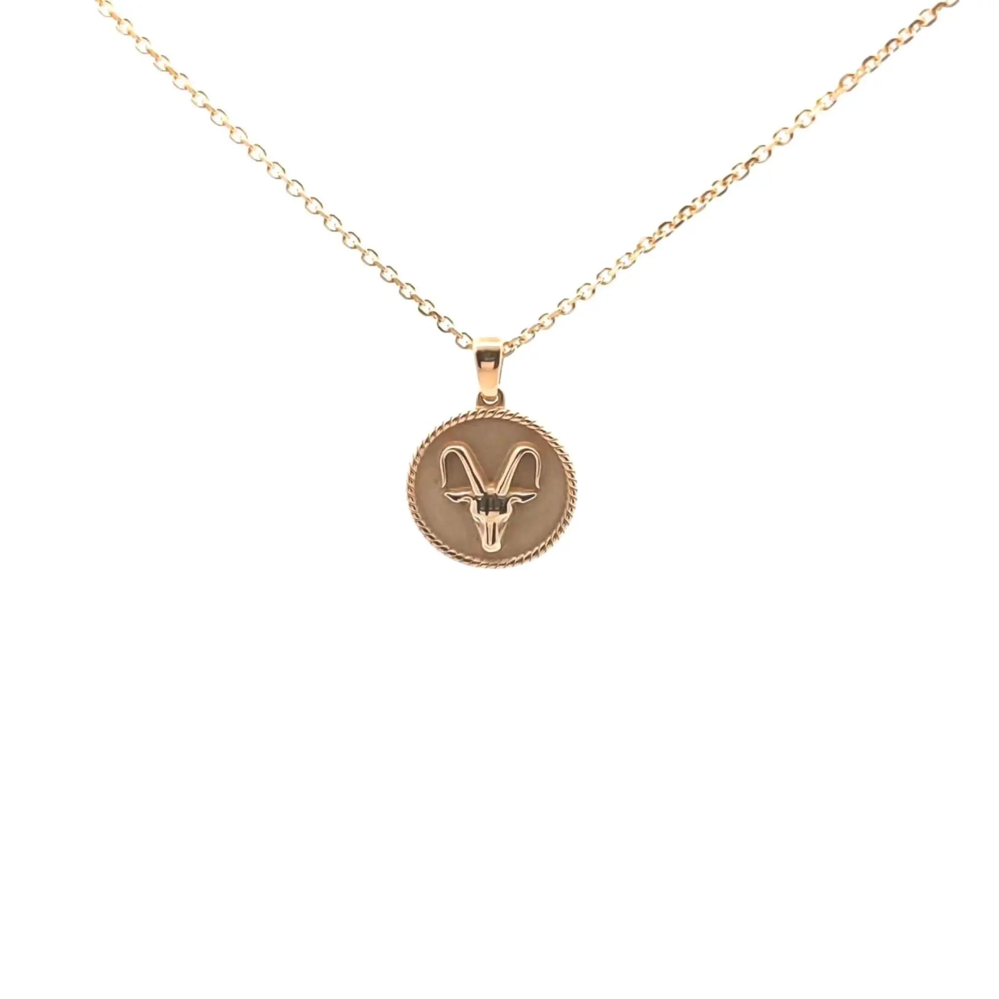 Elegant 18K gold Zodiac Charm with polished rope border and zodiac symbol engraving