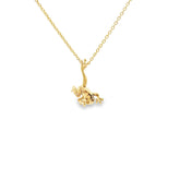 18K gold Leaping Frog necklace on 16-inch cable chain symbolizing wealth and good luck