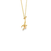 18K gold leaping frog pendant necklace on 16-inch cable chain symbolizing wealth and good luck
