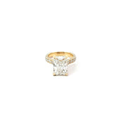 Juliana Engagement Ring with radiant cut diamond and three-row pavé band in 18K gold and platinum