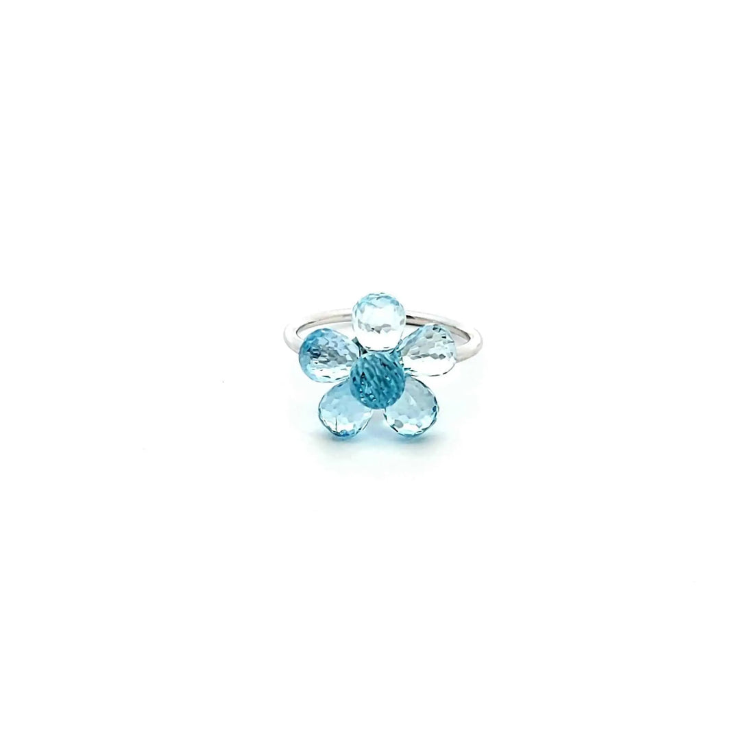 Forget-Me-Not Ring in 18K white gold with 6.25 carats aquamarine stones, floral design