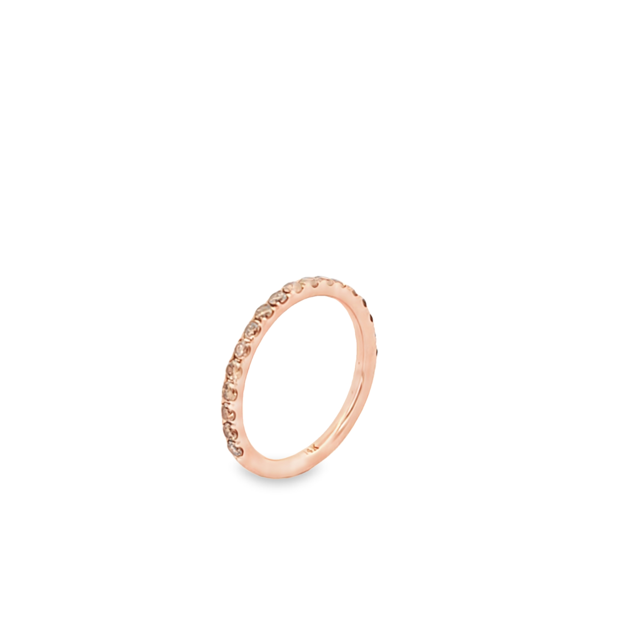 Champagne diamond wedding band in 14K rose gold with 0.76 carats of diamonds, 2.3mm width, size 6
