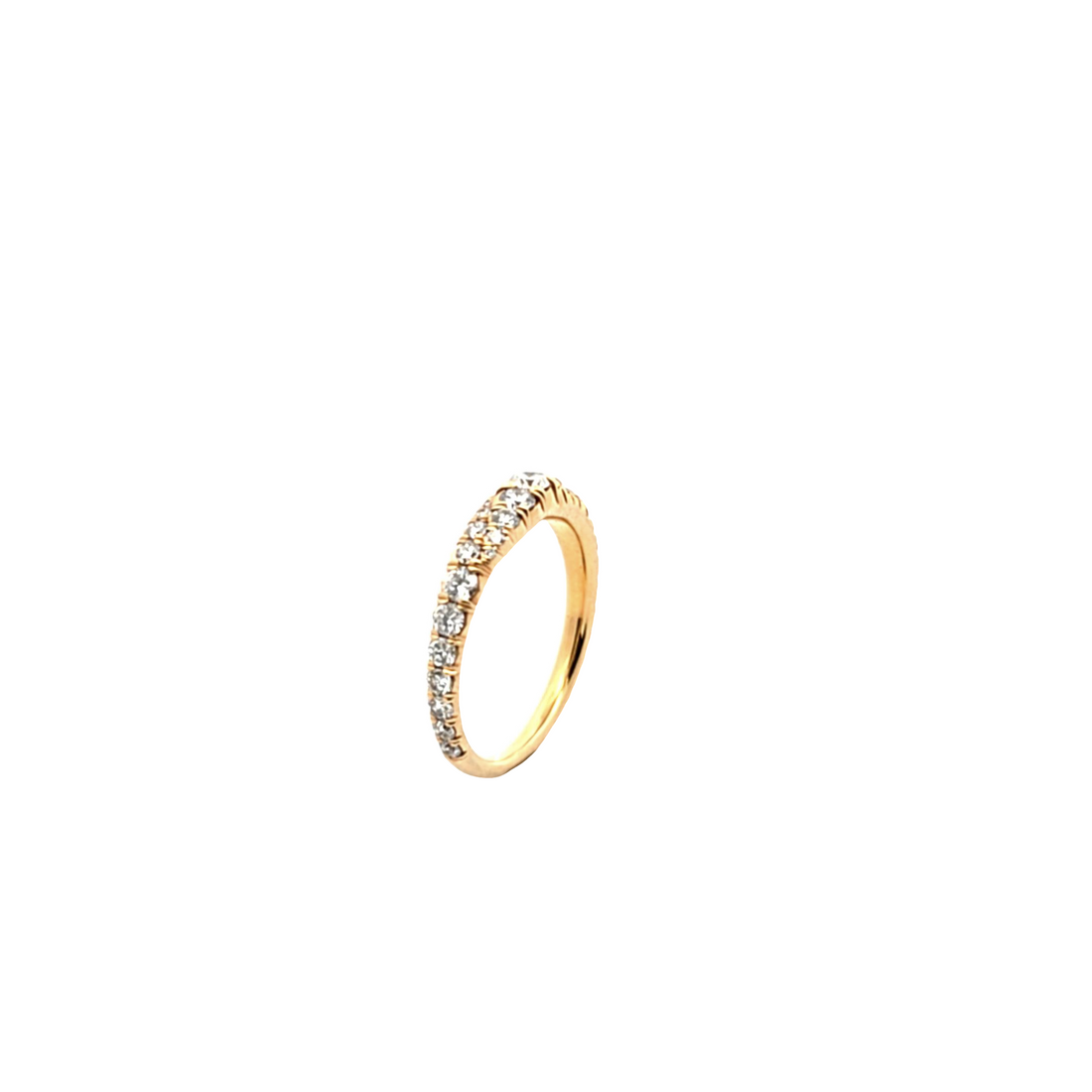 Marina Band 18K yellow gold ring with diamonds in fishtail setting