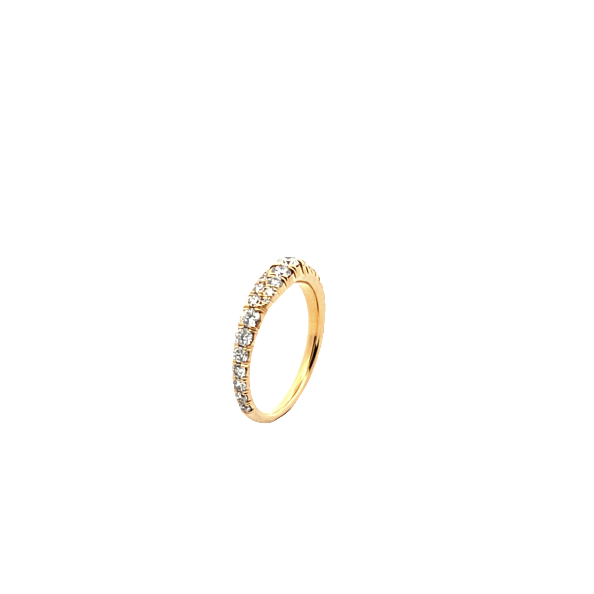 Marina Band 18K yellow gold ring with diamonds in fishtail setting
