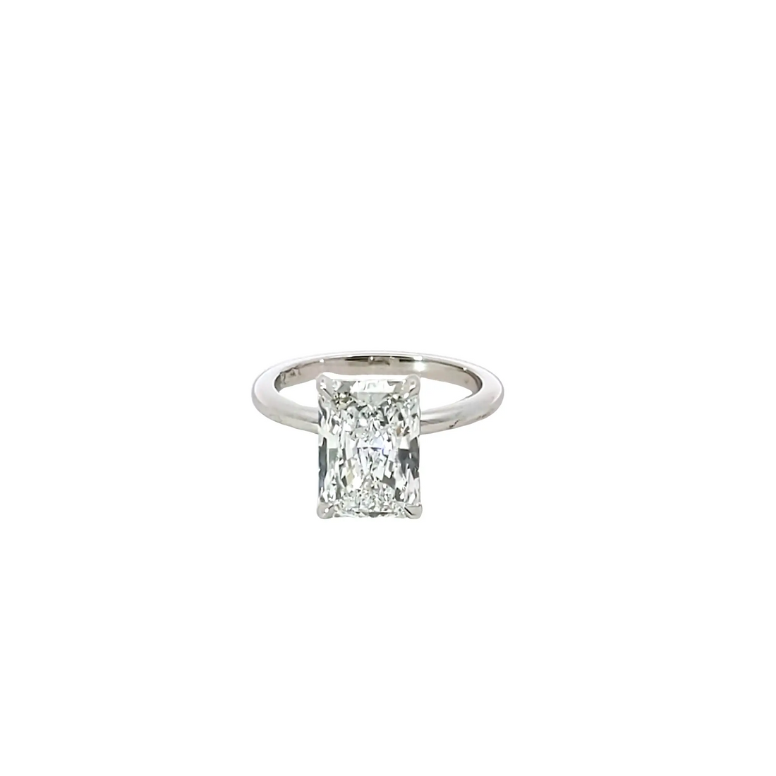 Mimi Hidden Halo Engagement Ring with 4ct radiant cut diamond and hidden halo of F VS1 natural diamonds on sleek band