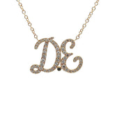 Diamond Initial Necklace in 18K gold with pavé diamonds on adjustable gold chain