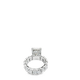 Aiden Engagement Ring with radiant-cut center diamond and eternity band featuring 5.9 carats of diamonds and hidden halo design