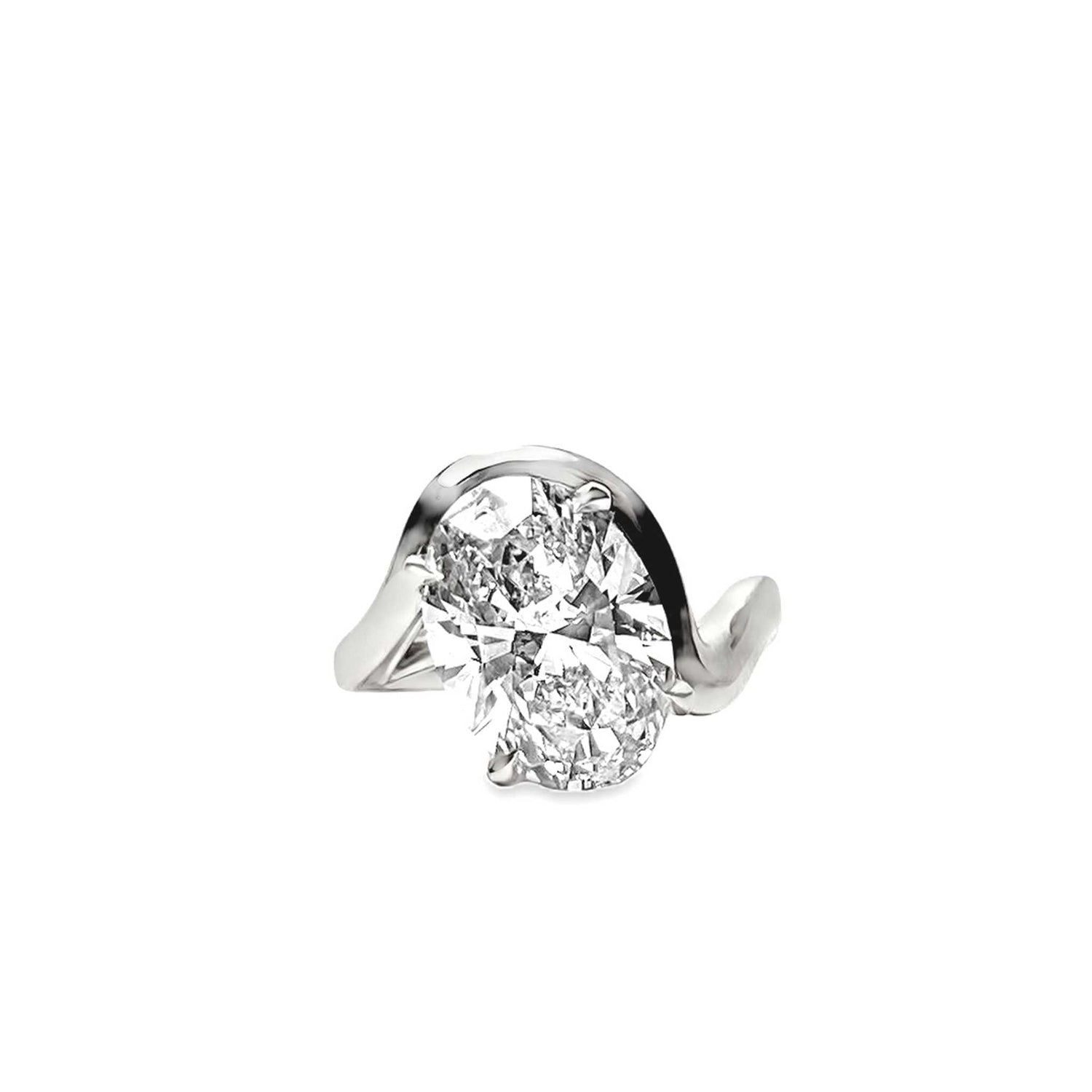 Lucia Engagement Ring with unique angled diamond and wave-like shank design
