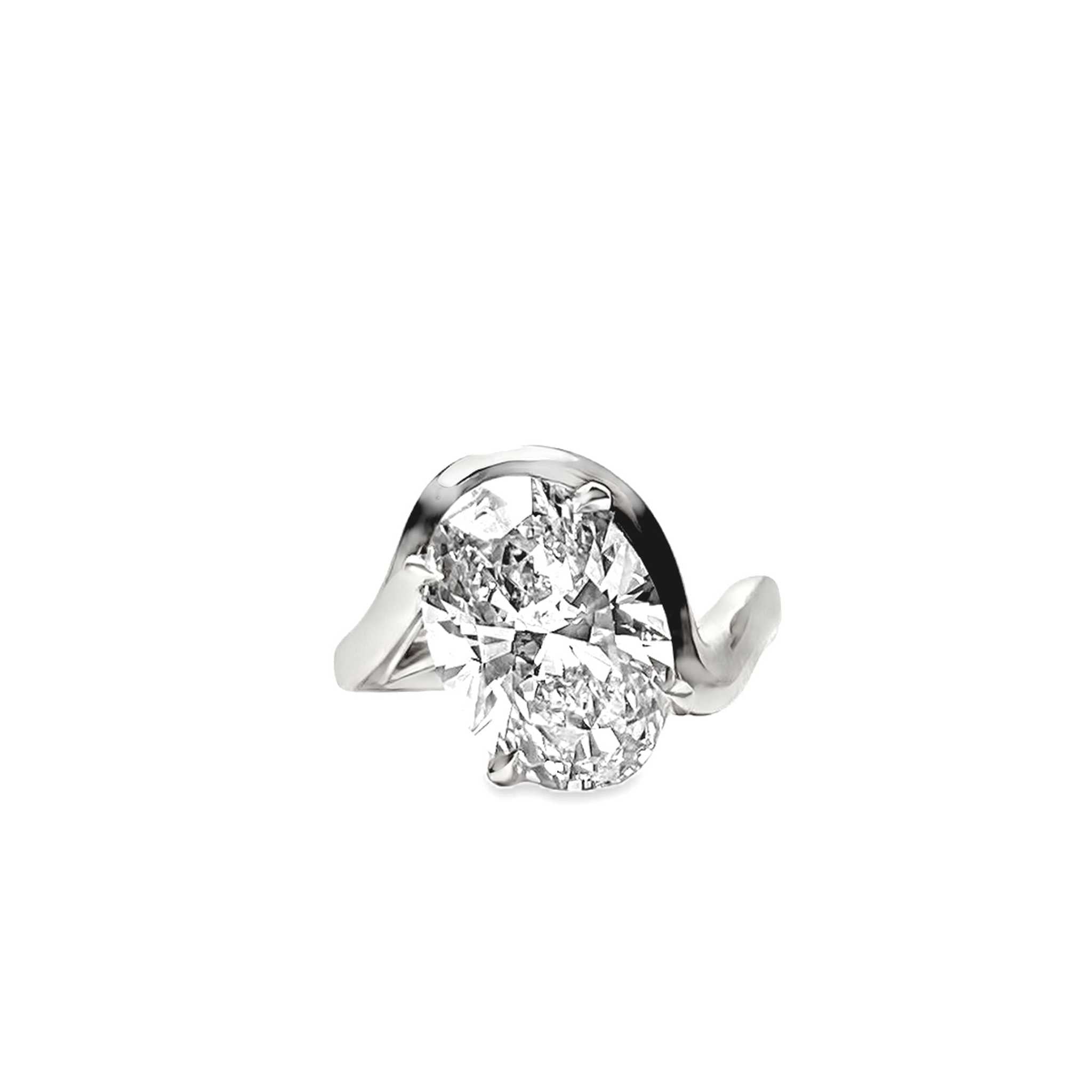 Lucia Engagement Ring with diamond at 11-to-5 angle and hidden halo detailing