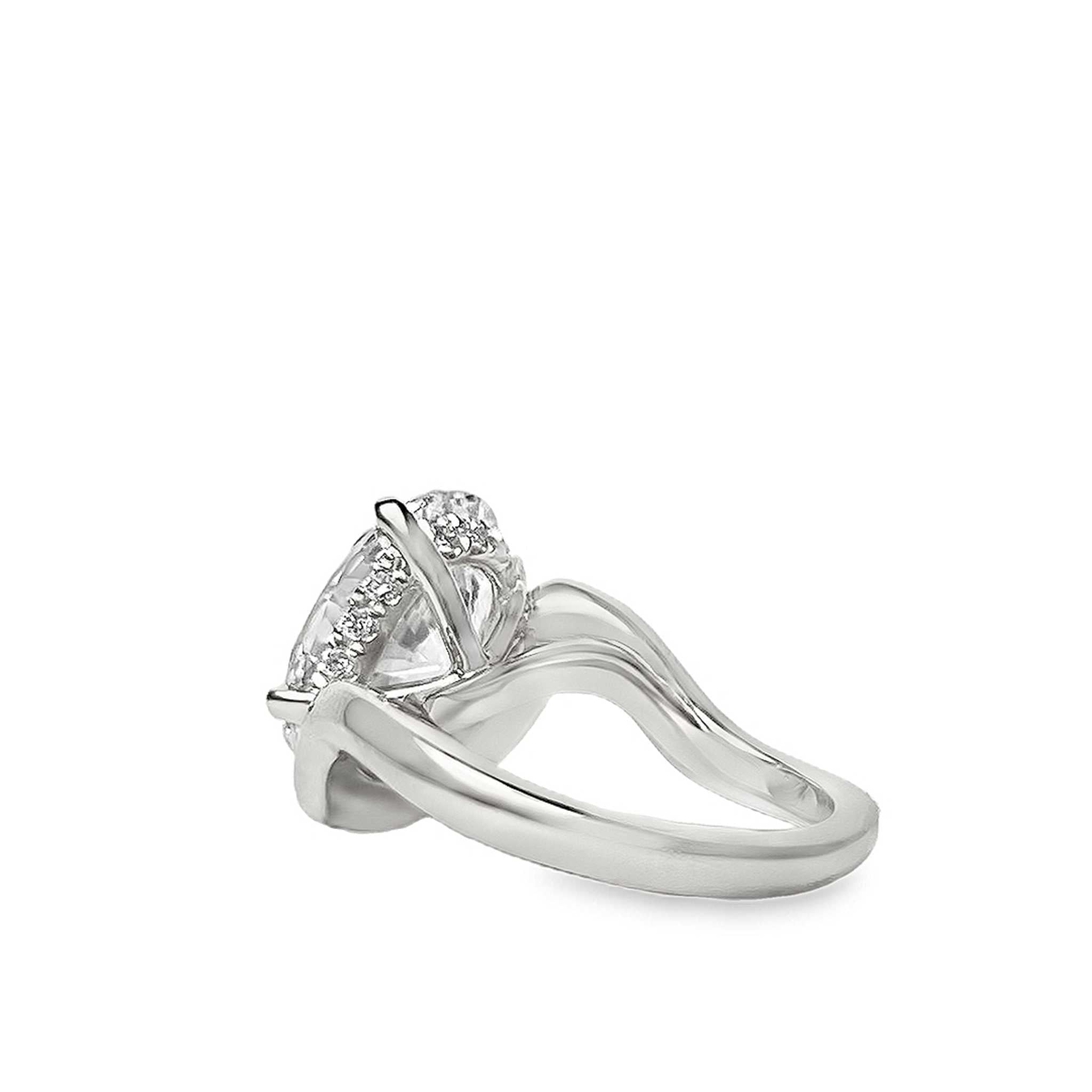 Lucia Engagement Ring with diamond set at 11-to-5 angle and wave-like shank design