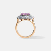 Sami Pink Sapphire and Diamond ring in 18K rose and white gold with cushion-cut pink sapphire and diamond accents