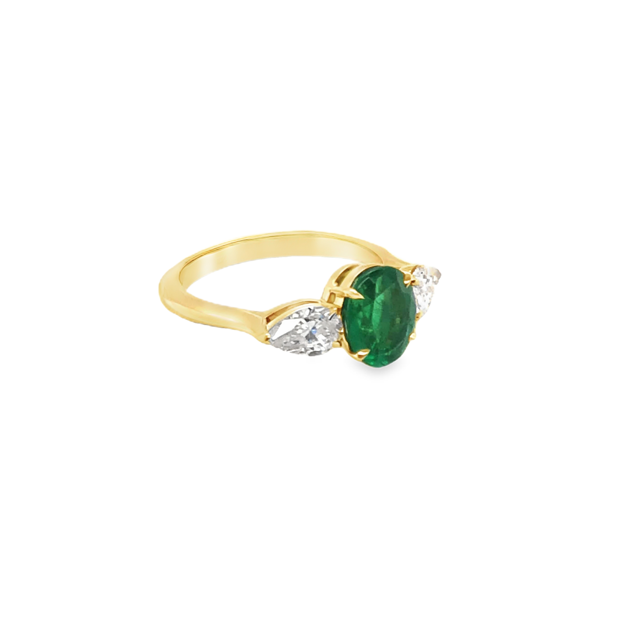 18K yellow gold engagement ring with 1.8-carat emerald center and diamond accents, Sofia design