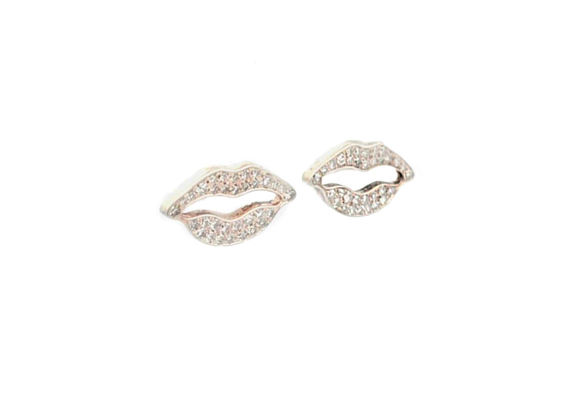Silver Kiss Earrings studded with 0.35 ct VS1 diamonds in lip shape design