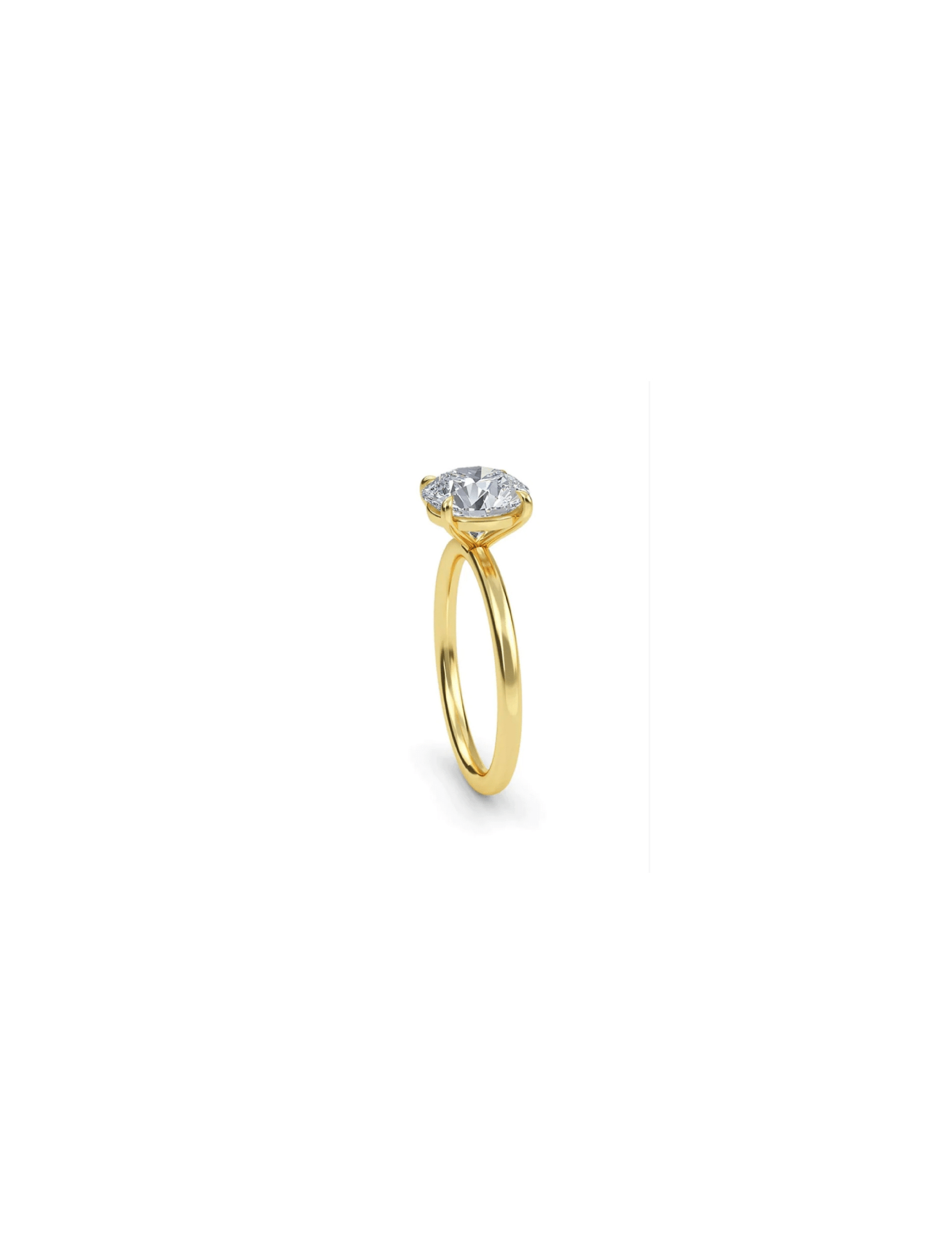 Cleo Solitaire Engagement Ring with 2ct brilliant diamond in 18K gold or platinum, featuring timeless elegance and refined design