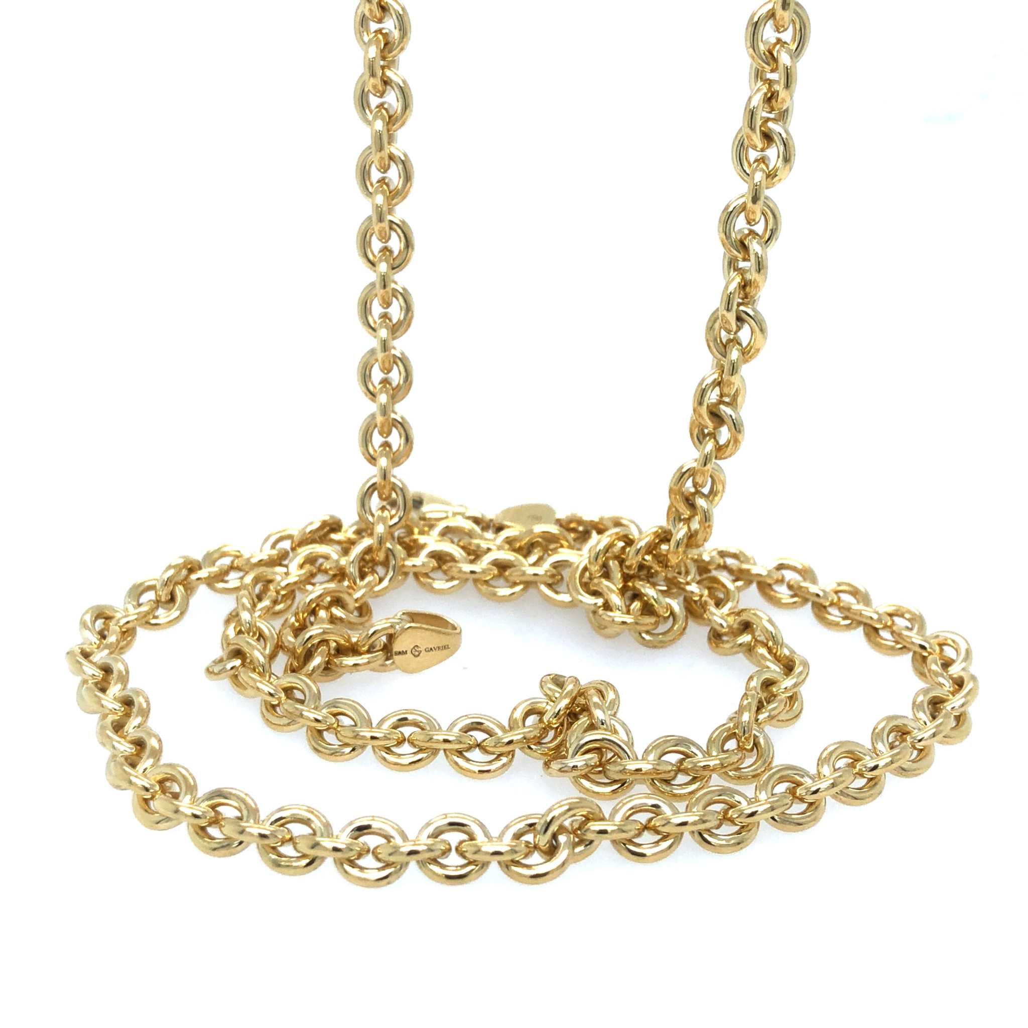 18K solid yellow gold Cable Chain necklace with lobster clasp handcrafted in New York City