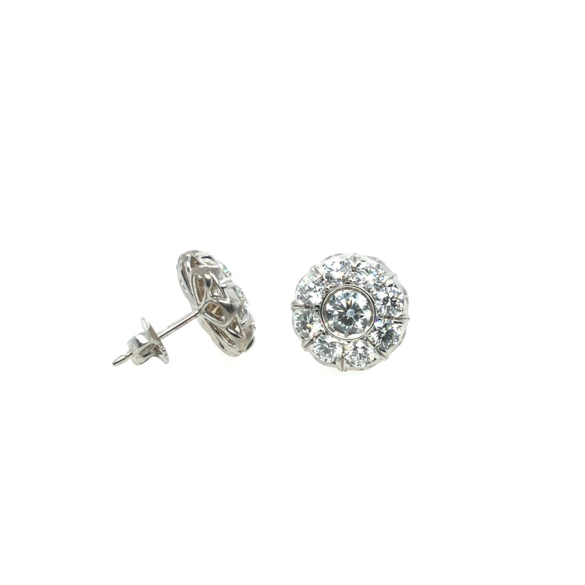 Moriah Diamond Earrings stud with round halo design in white gold featuring lab-grown diamonds