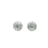Moriah Diamond Earrings with 3.08ct lab-grown F VVS1 diamonds in halo design set in white gold