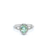 Gigi Alternative Engagement Ring with teal Paraiba Tourmaline center and diamond halo on silver band