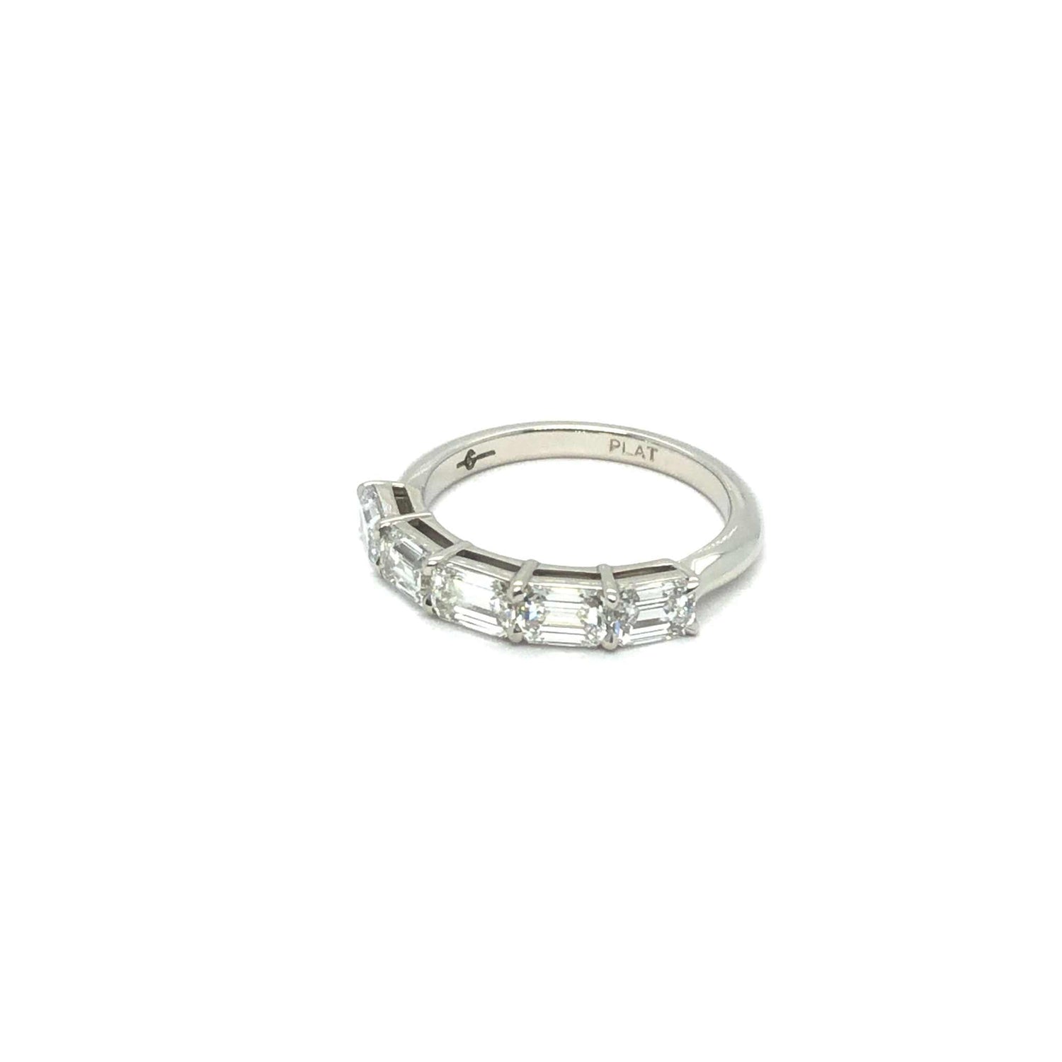 Delilah 5 Stone Anniversary Band platinum ring with five emerald cut diamonds