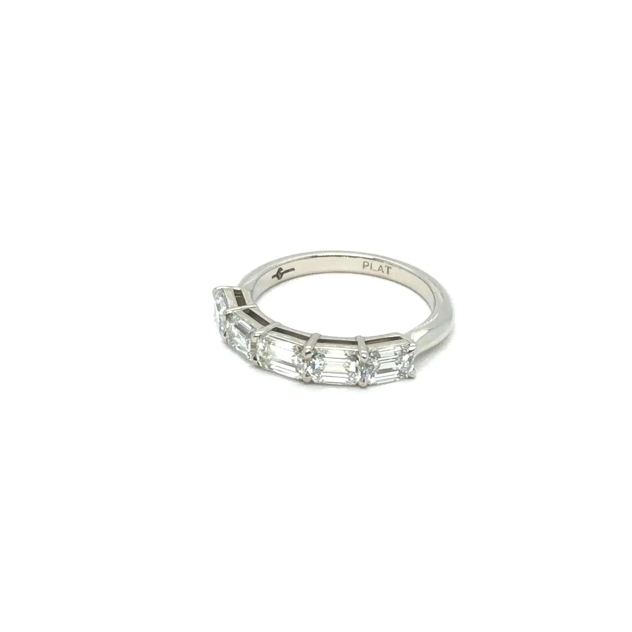 Delilah 5 Stone Anniversary Band platinum ring with five emerald cut diamonds