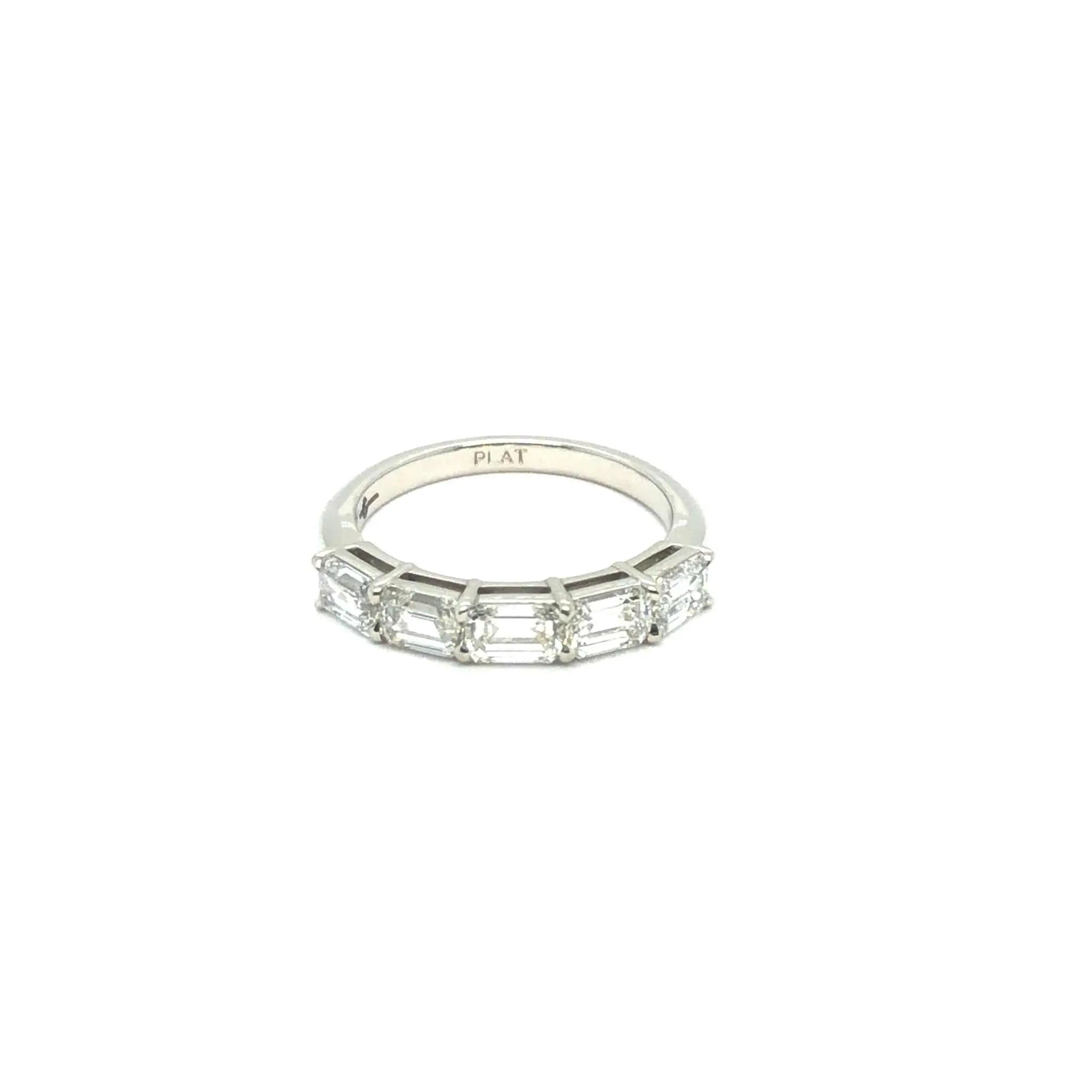 Delilah 5 Stone Anniversary Band platinum ring with five emerald cut diamonds size 7