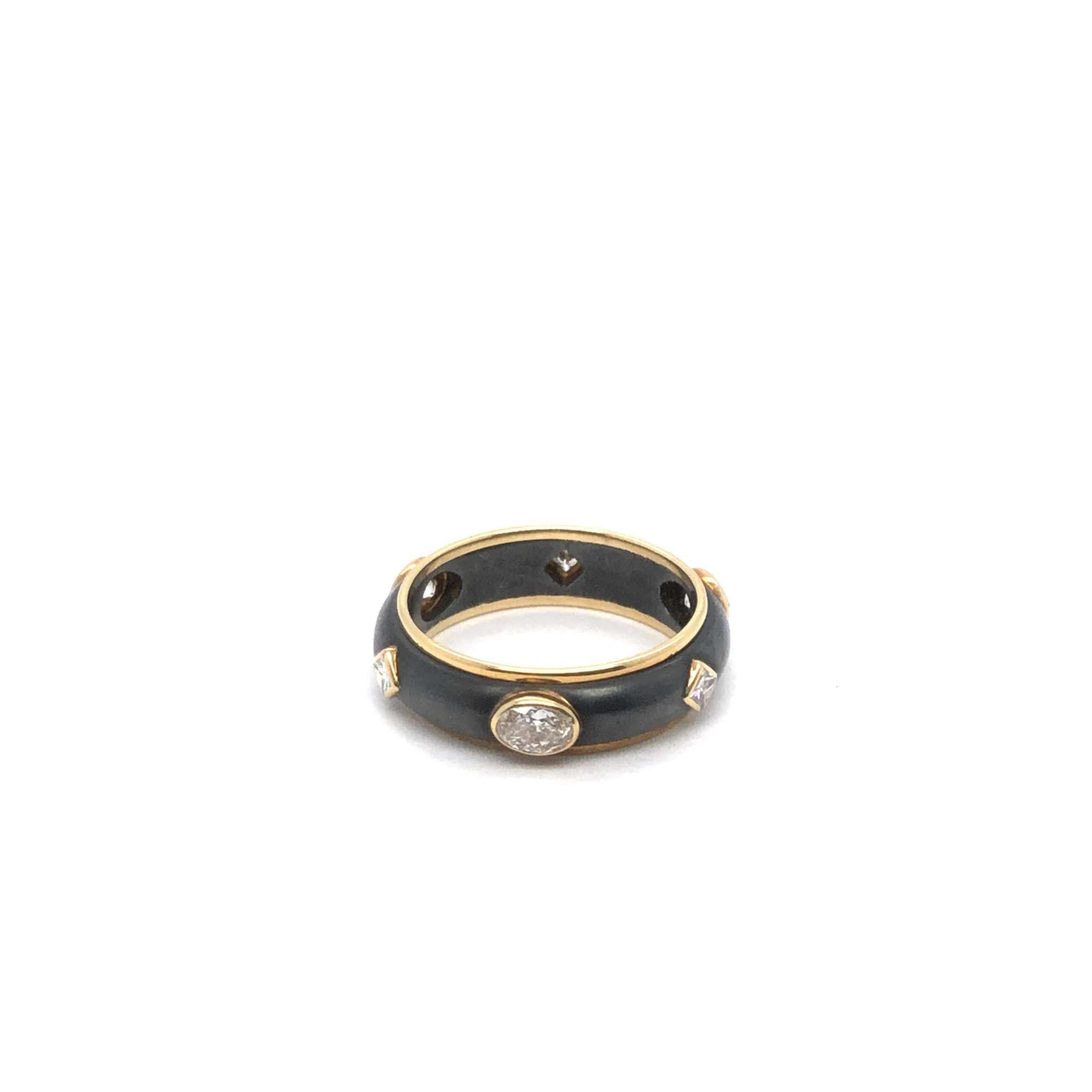 Micah Wedding Band size 6.25 black and gold ring with 0.90 carats VS diamonds polished finish