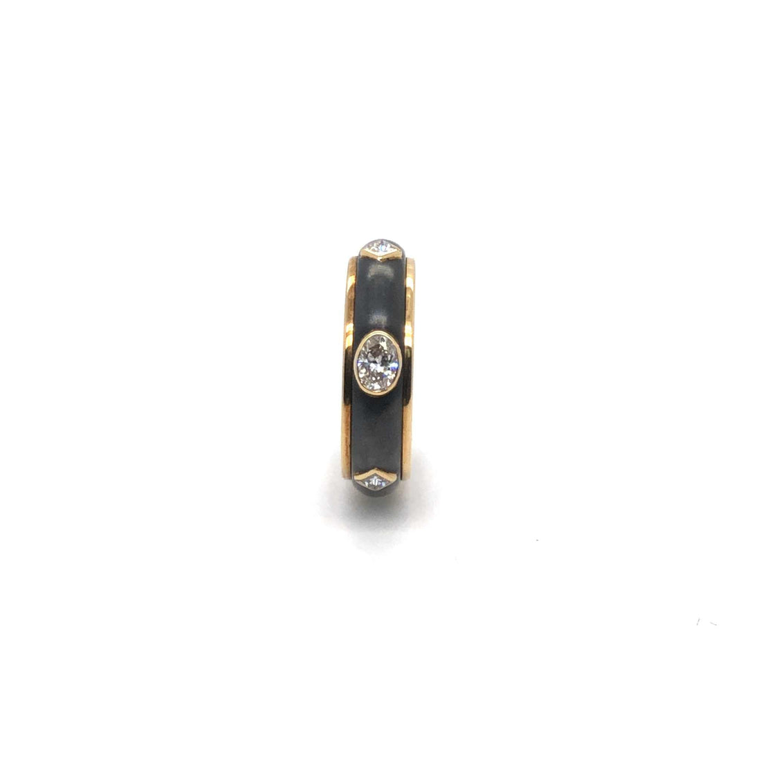 Micah Wedding Band size 6.25 with 0.90 carats VS diamonds and polished gold edges.