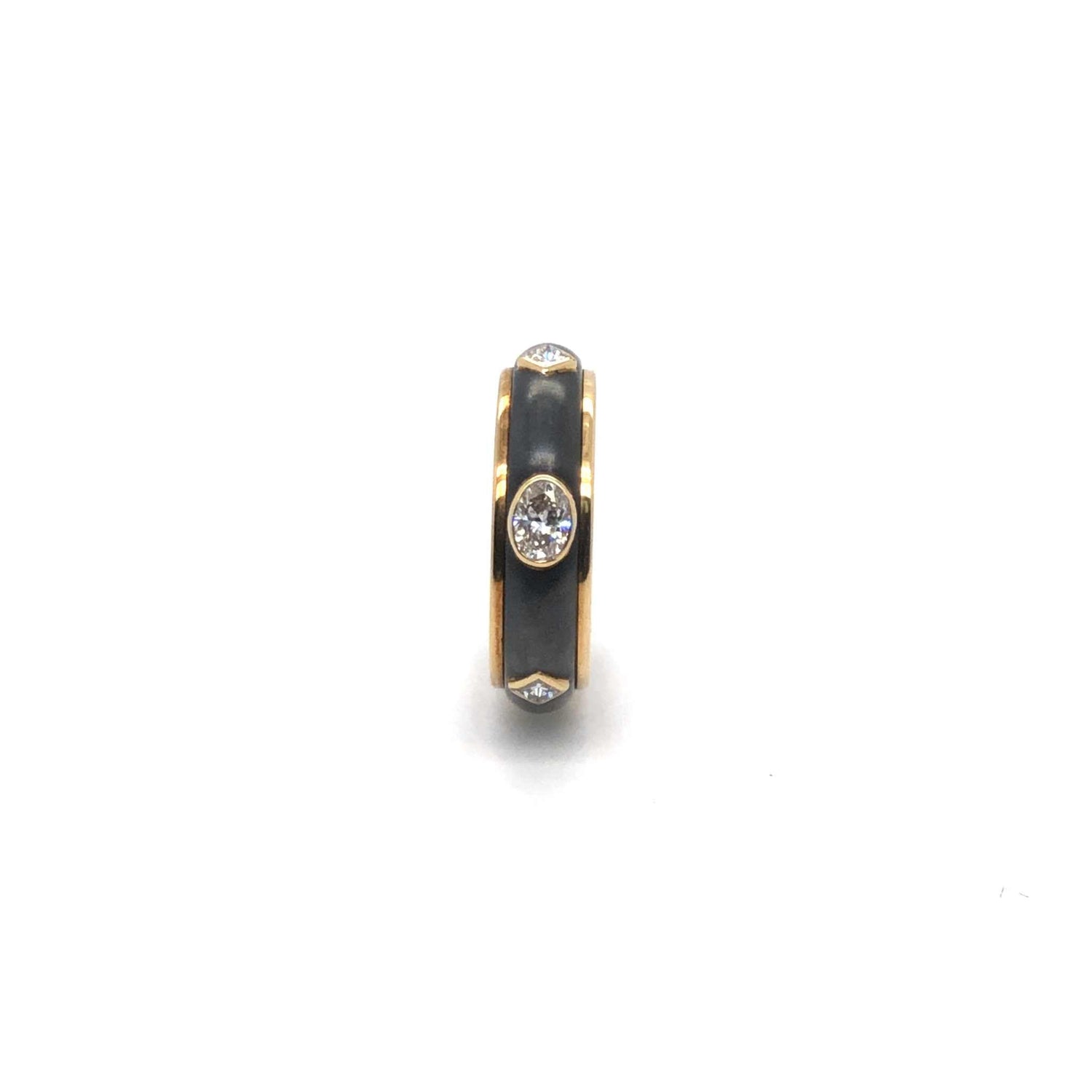 Micah Wedding Band size 6.25 with 0.90 carats VS diamonds and polished gold edges.