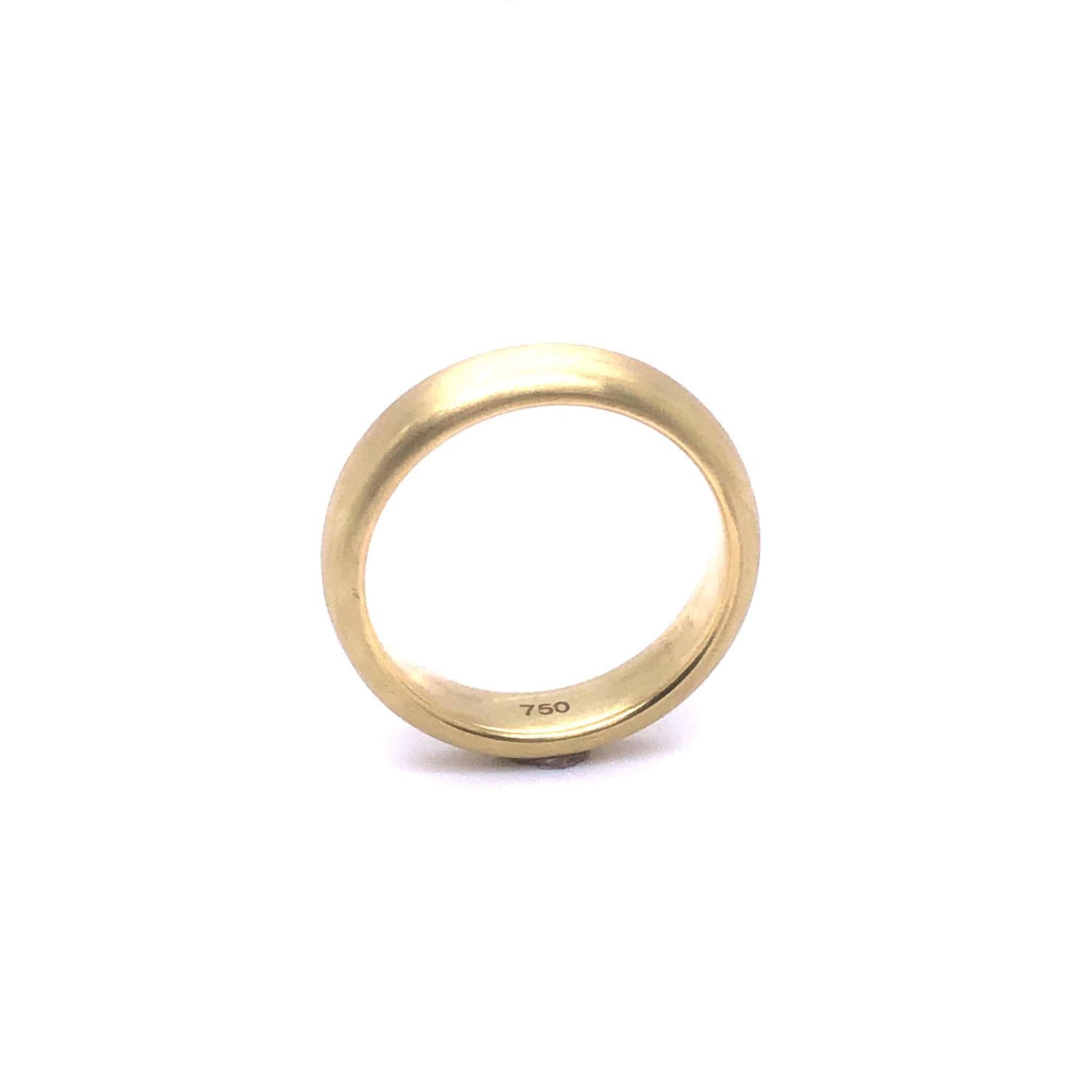 18K gold Levi Wedding Band with satin finish and 5.5mm width, comfort fit men&