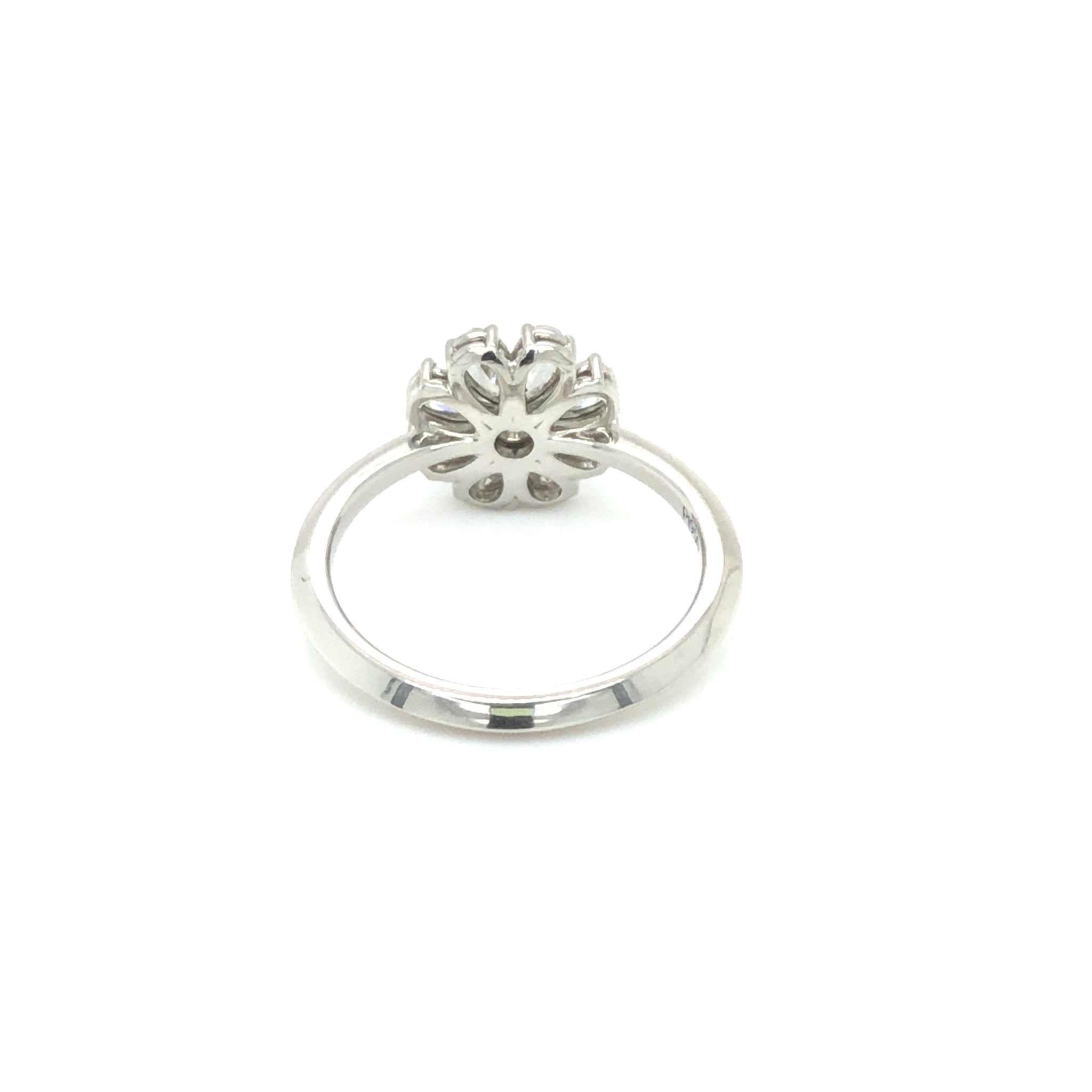 Xena Engagement Ring in sleek knife-edge platinum with pear-shaped diamonds and modern elegant design