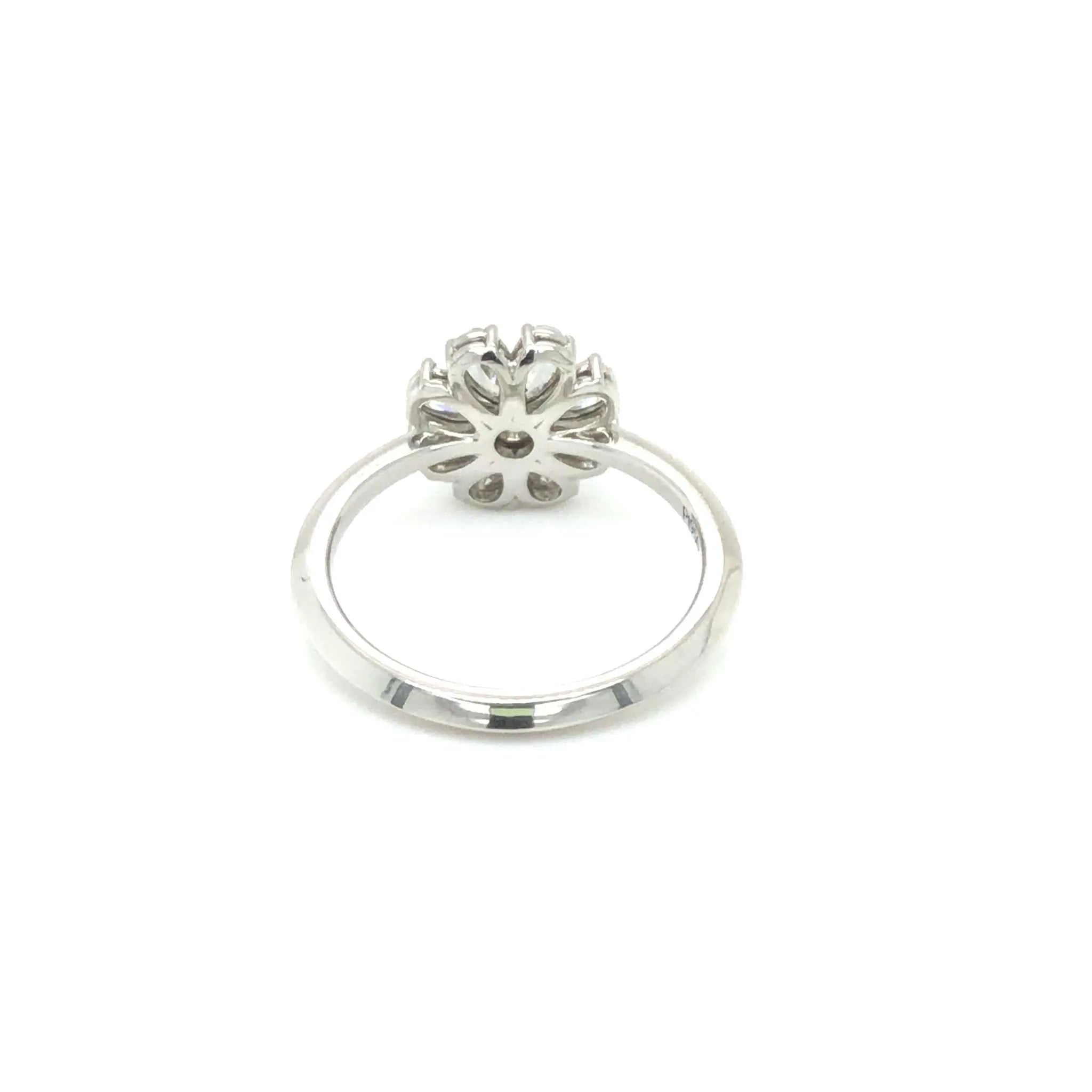 Xena Engagement Ring in knife-edge platinum setting with pear-shaped diamonds viewed from the side