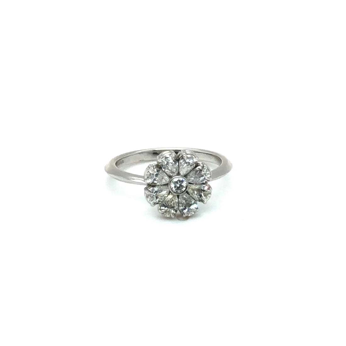 Xena Engagement Ring platinum setting with pear-shaped diamonds in floral design