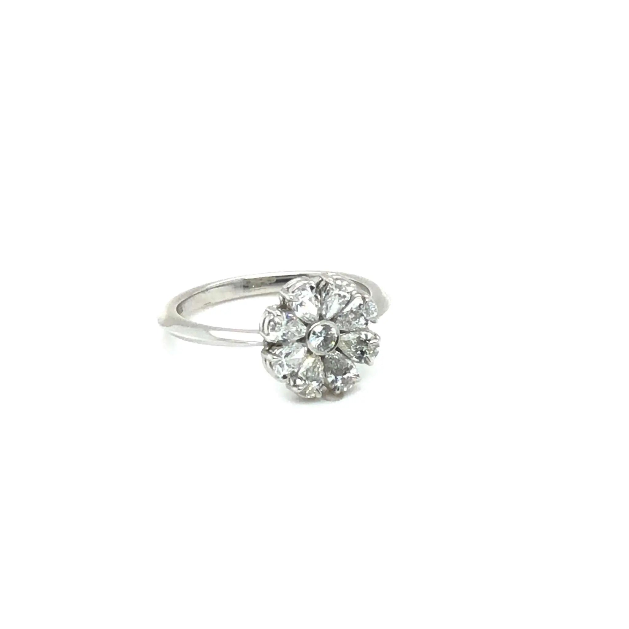 Xena Engagement Ring with pear-shaped diamonds in knife-edge platinum setting
