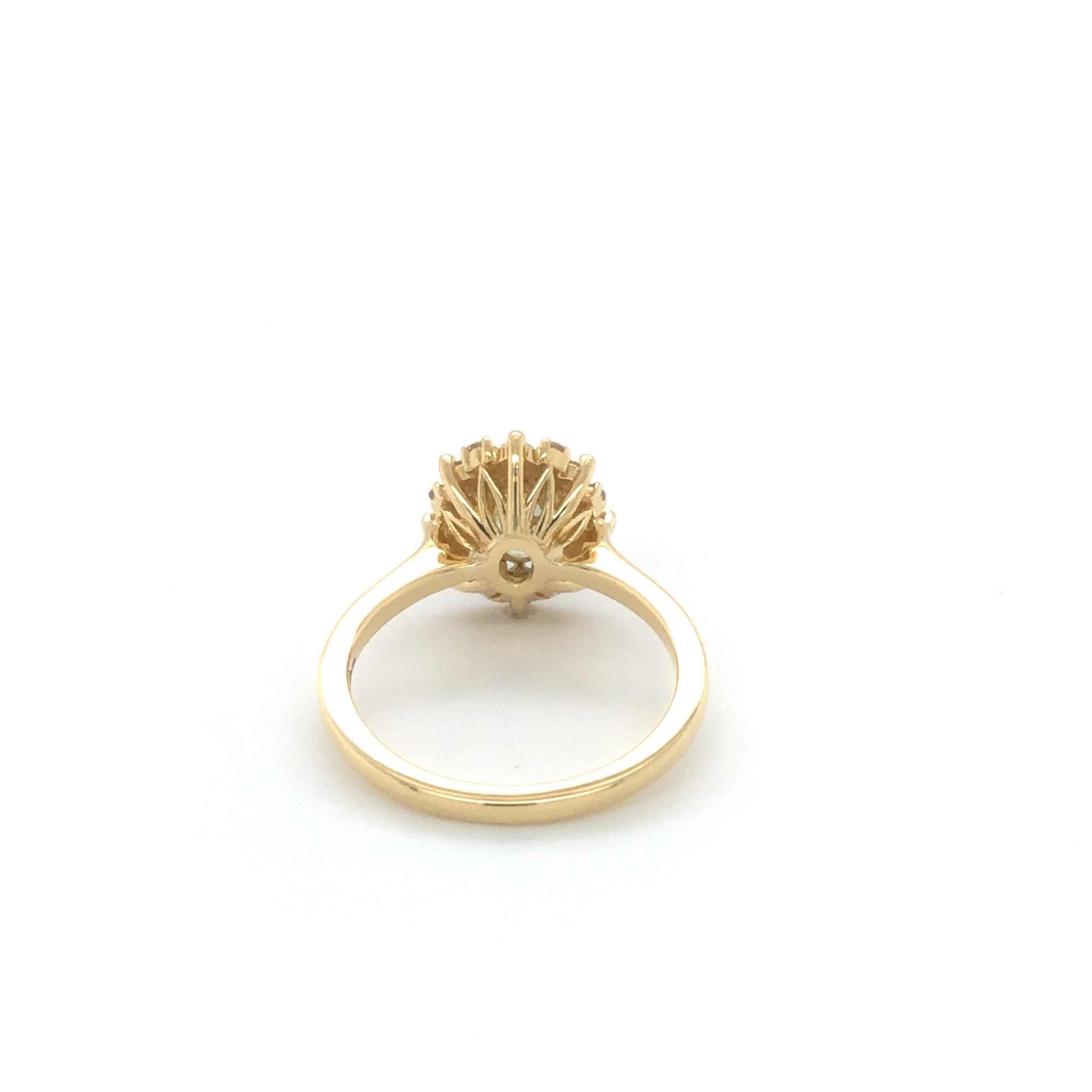 Jessica Alternative Engagement Ring in 18K yellow gold with 0.98-carat tourmaline and 0.37-carat natural diamonds side view