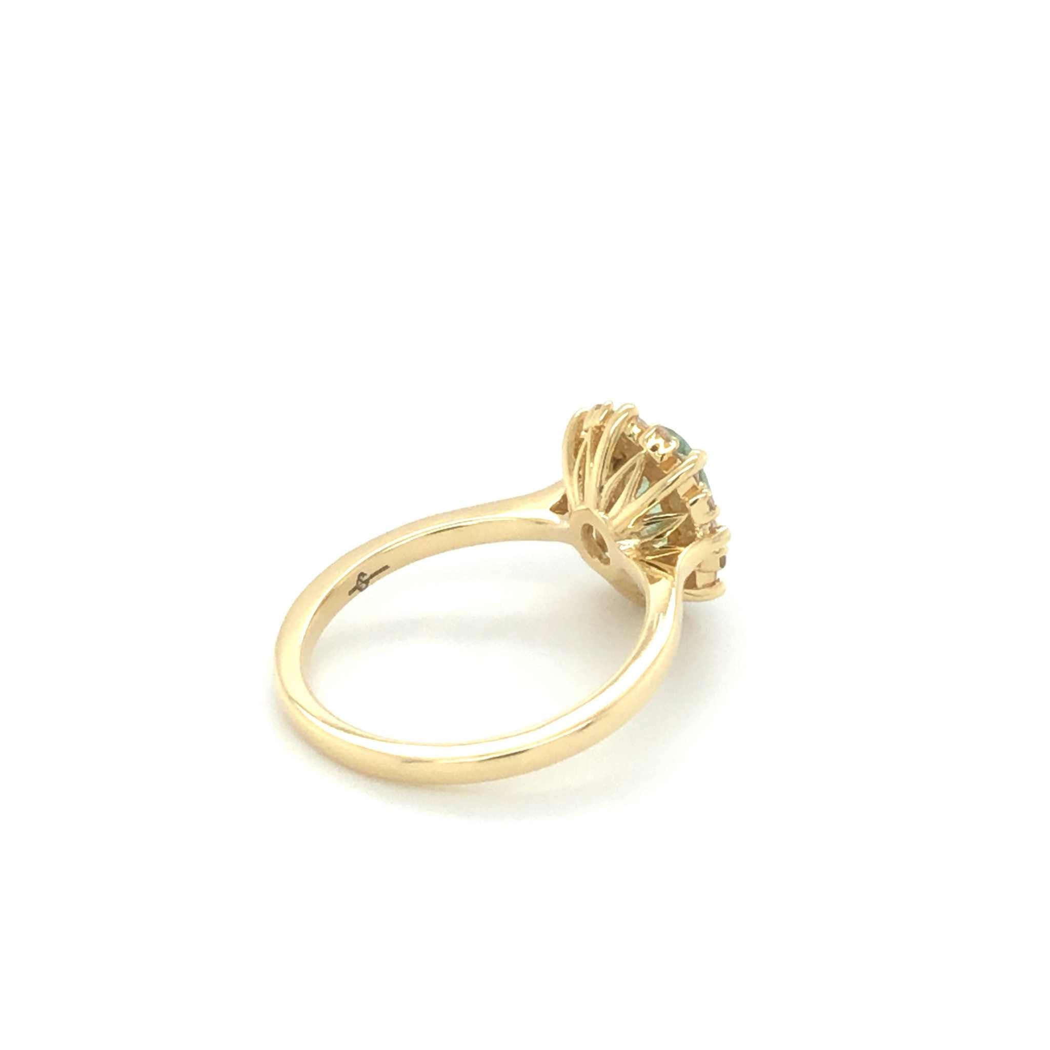 Jessica Alternative Engagement Ring in 18K yellow gold with 0.98-carat tourmaline and 0.37-carat diamonds