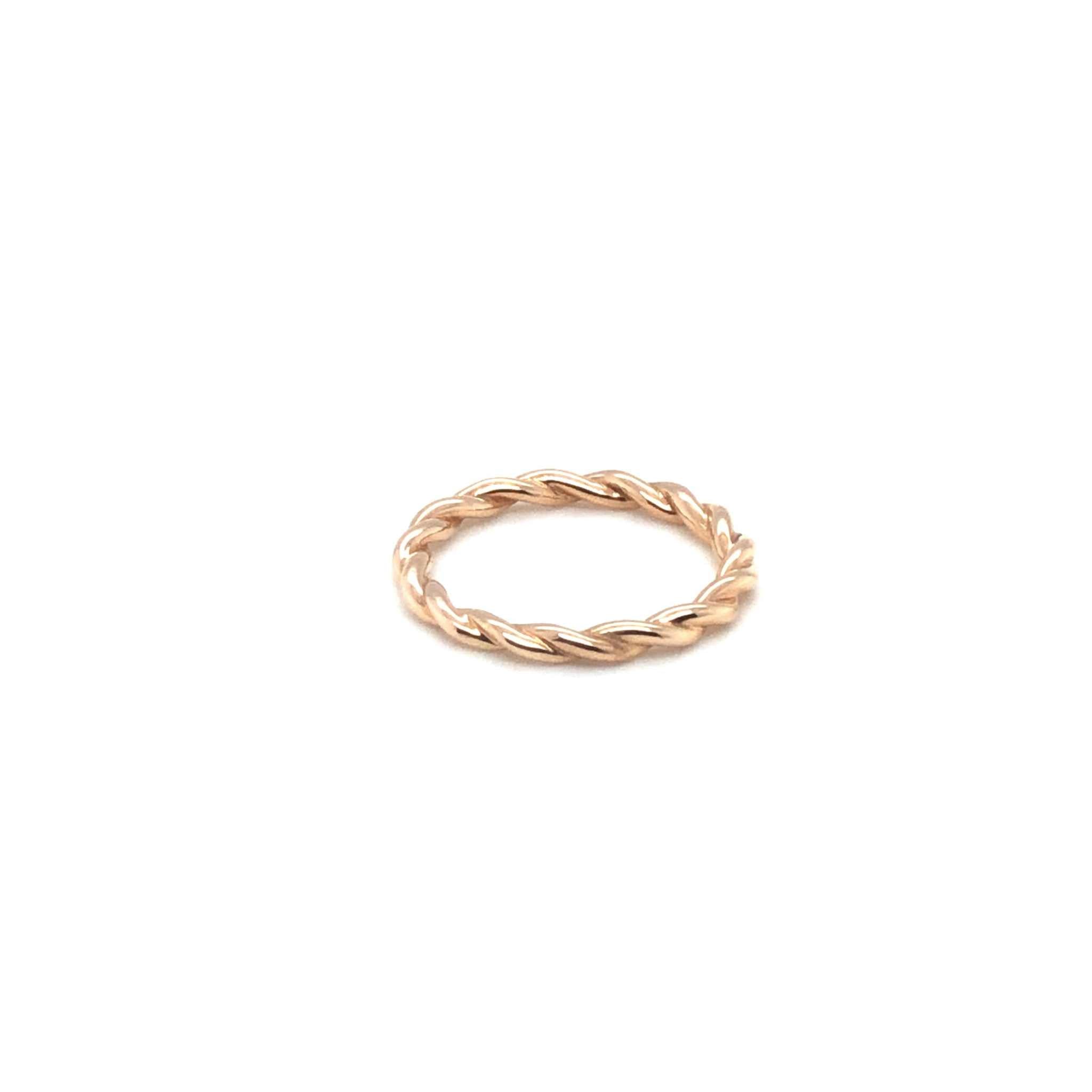 Eva Wedding Band twisted design in 14k rose gold wedding ring