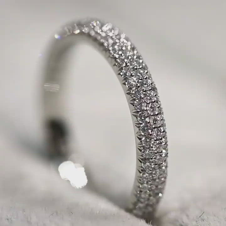 Rina Three Row Pave Diamond Wedding Band