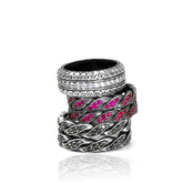 Jasper Eternity Band 18K white gold ring with 4.5 carats ruby gemstones elegant design