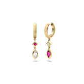 Sherrie Hoop Earrings in 18K yellow gold with VS diamonds and Burma ruby gemstones
