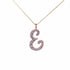 18K gold Diamond Initial Necklace pendant with pavé diamonds on adjustable chain