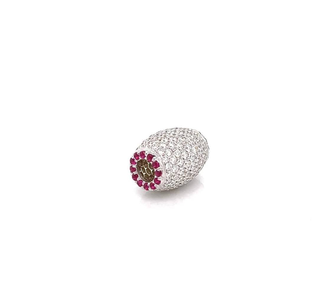 18K white gold Ariella Necklace pendant with diamonds and ruby gemstones