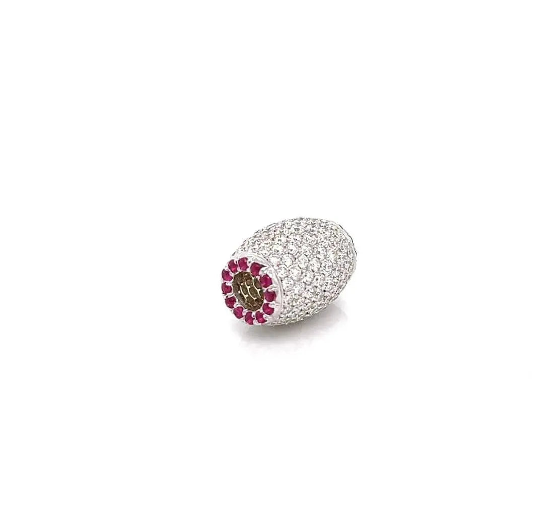 Ariella Necklace pendant in 18K white gold with pavé diamonds and ruby gemstone accents